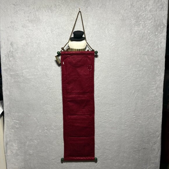 Snowman Wall Hanging With Pockets 45" Festive Plaid & Felt Christmas Card Decor - Picture 5 of 7
